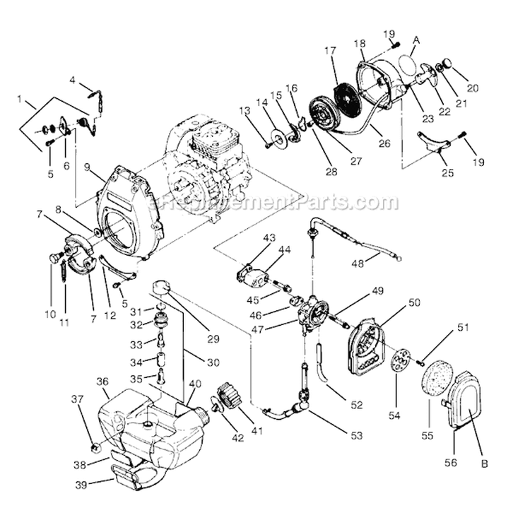 Page B Diagram and Parts List for YPXR-200 YP XR-200 Weed Eater Trimmer